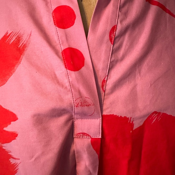 Piazza Sempione Pink Splatter Poplin Tunic Pullover Boxy Top Shirt Blouse 48 ITL - Picture 4 of 7